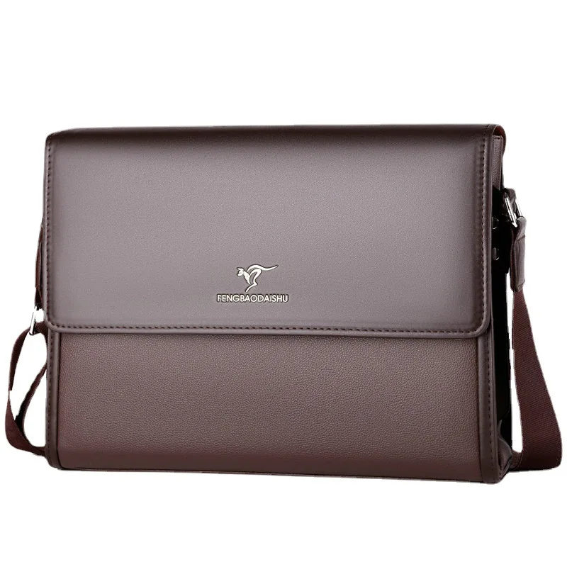 Malas de Couro PU para Homens, Bolsa de Ombro para Escritório, Bolsa Mensageiro Lateral Quadrada, Bolsa Crossbody para Documento, Designer, Ipad