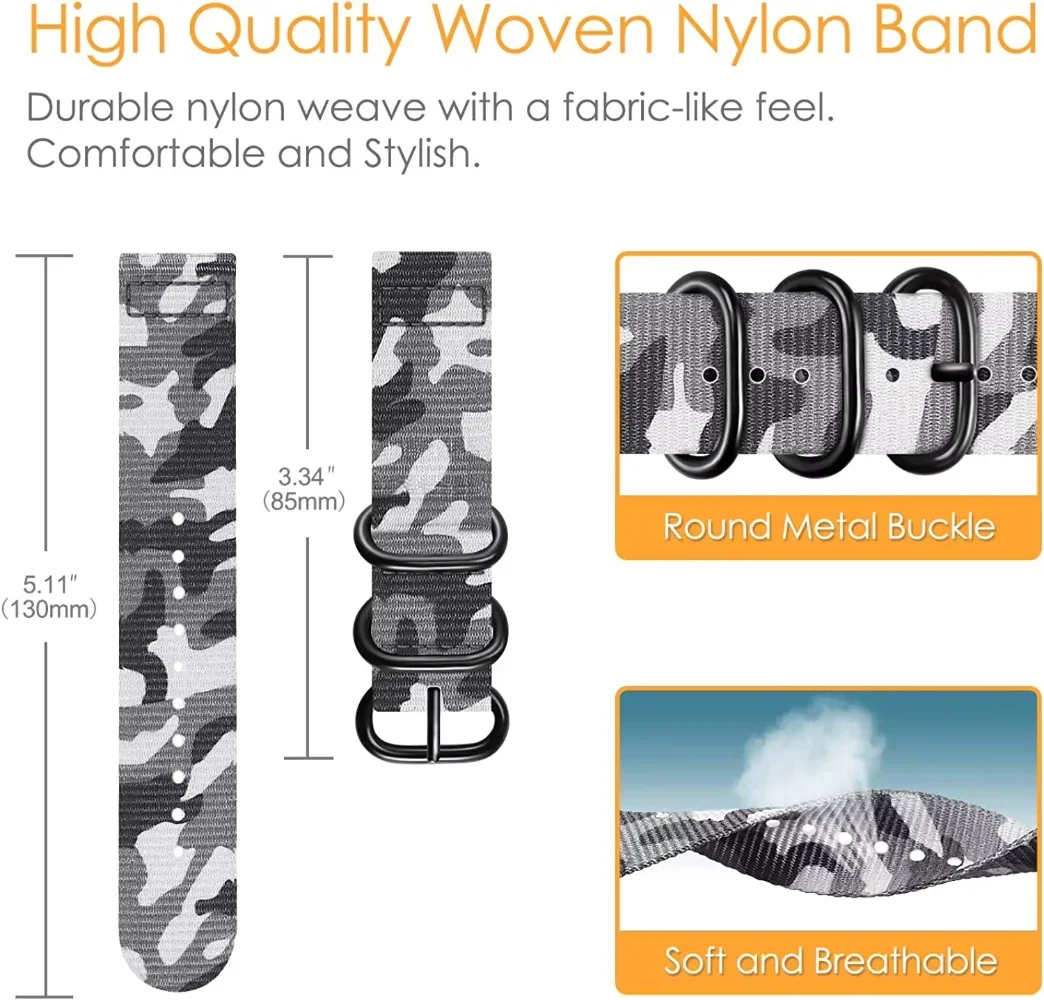 22 مللي متر حزام رياضي من النايلون لساعة هواوي 4/3 GT5/4/3 Pro حلقة سوار حزام سامسونج جالاكسي ساعة 3/S3 Amazfit GTR 4/ستراتوس باند #3