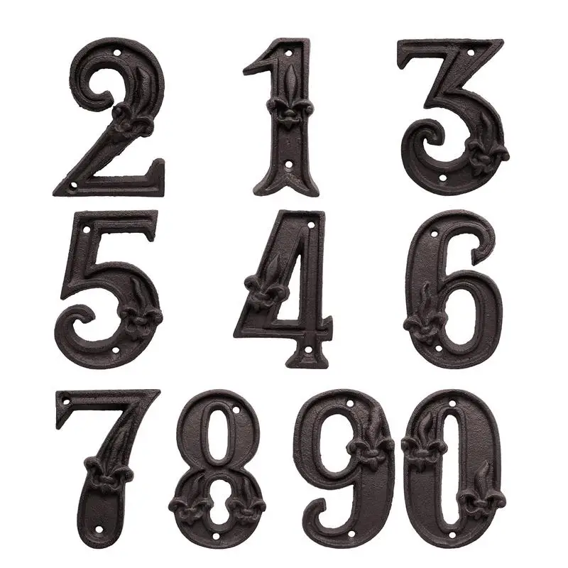 Unique House Number Cast Iron Metal Antique Doorplate Address Numbers Apartment Street Address Plaque Decor Attractive