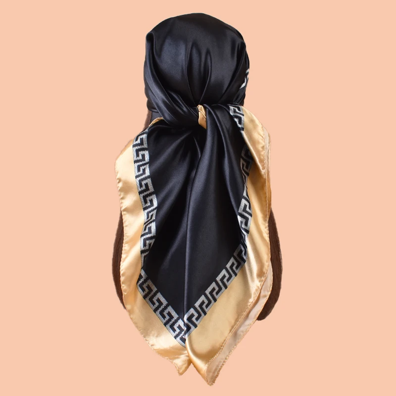 1PC Women's Summer Beach Accessory Fashion Satin Square Scarf 90*90inch Multi-use Headscarf Party Use Versatile Hair Towel image 2