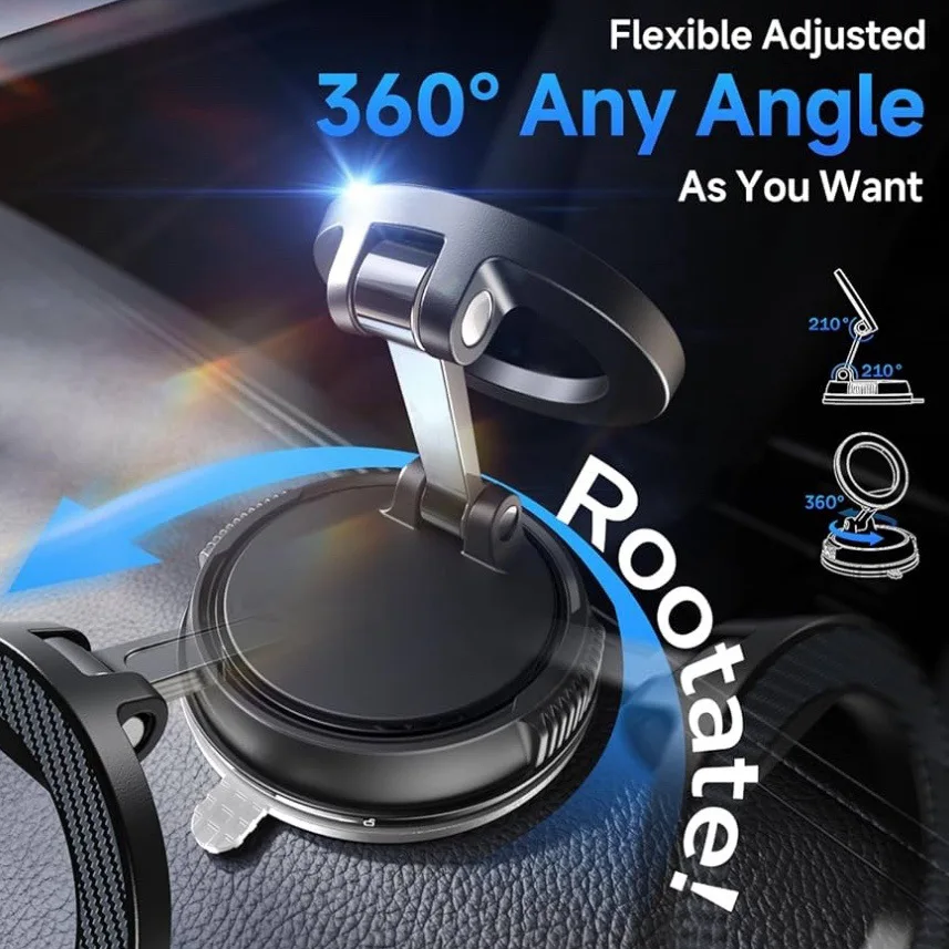 Vacuum Magnetic Suction Cup Phone Holder Foldable And Extendable Hands-Free Suction Cup Phone Holder Car for iPhone Android