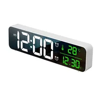 LED Music Electronic Alarm Clock Living Room Large Screen Mirror Luminous Clock Multi-function Plug-in Clock