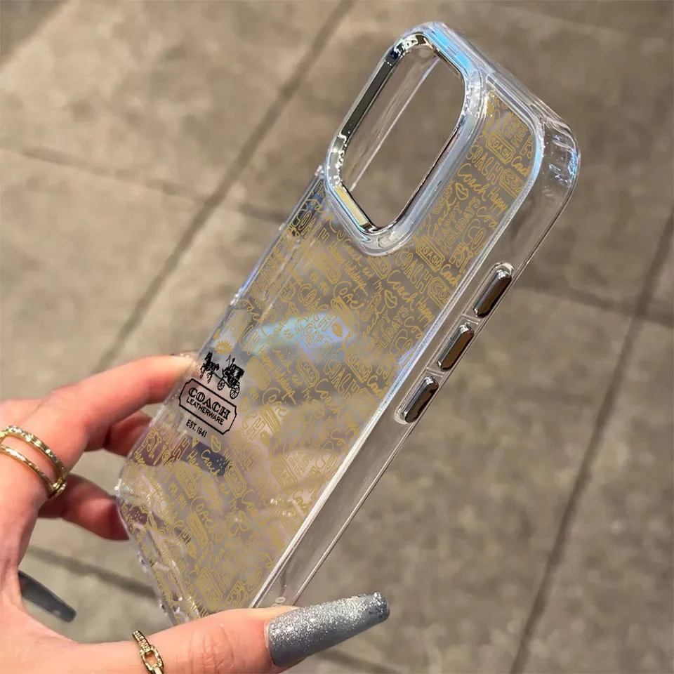 Funda transparente con cerezas C-Coach-s para iPhone 17e 17 16e 16 15 14 13 12 11 mini Pro Max X XR XSMAX 8 7 Air Plus 3