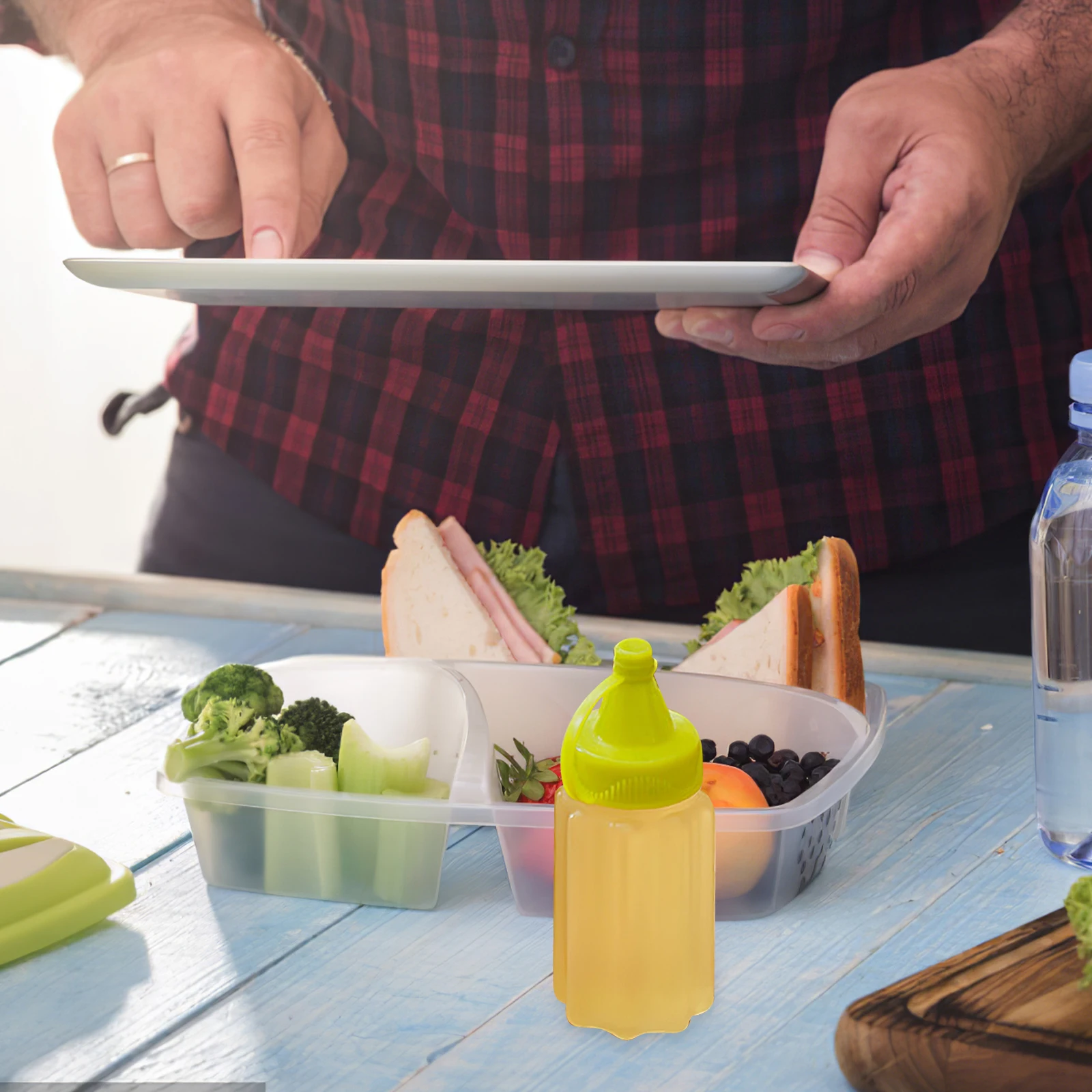 

1Set Squeeze Bottle Set Square Sauce Containers Airtight Food Storage Jars for Condiments Salad Dressing Bbq Sauces Meal Prep