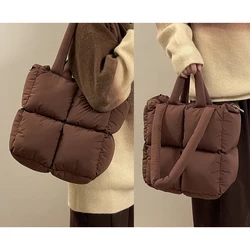 Luxury Nylon Down Cotton Crossbody Bag Winter Fashion Large Tote Padded Handbags Designer Quilted Women Shoulder Bags