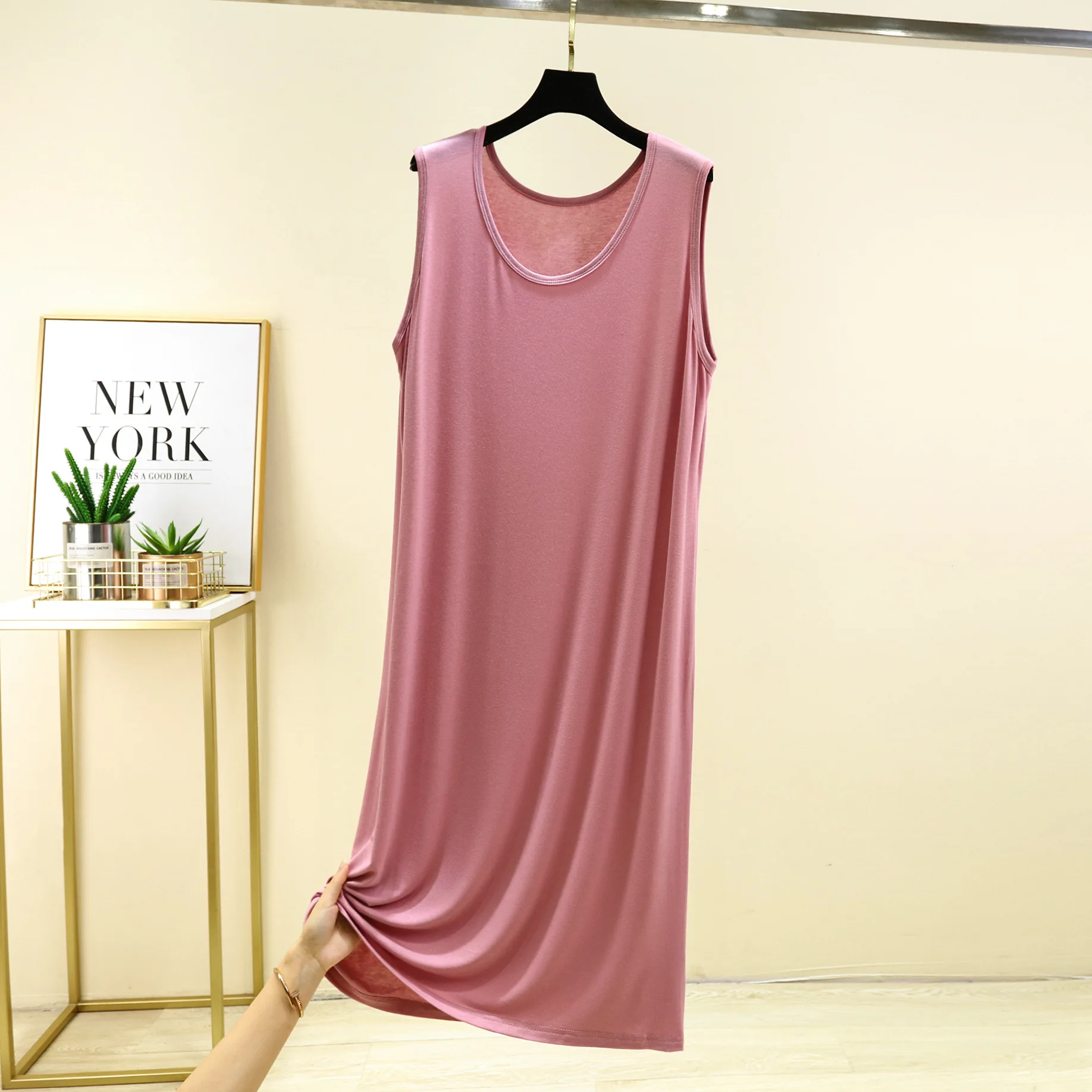 Modal Sleeveless Pajamas Vest Skirt Summer Night Dress Women Thin Loose Nightdress Home Dress Soft Solid Colour Nightgowns