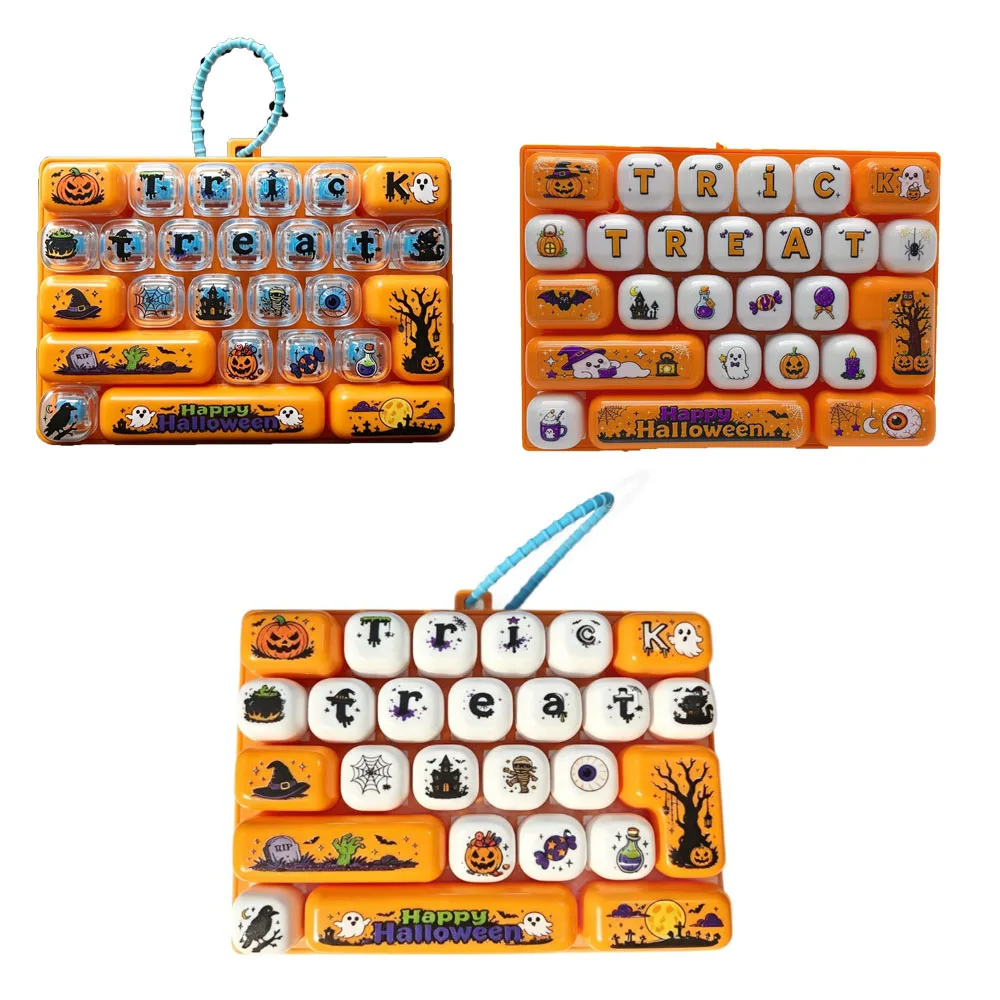 Halloween Popular Pendants 26Key Pressure Resistant Pumpkin Skull Keyboard, Creative Mechanical Decompress Toys For Adult Gifts
