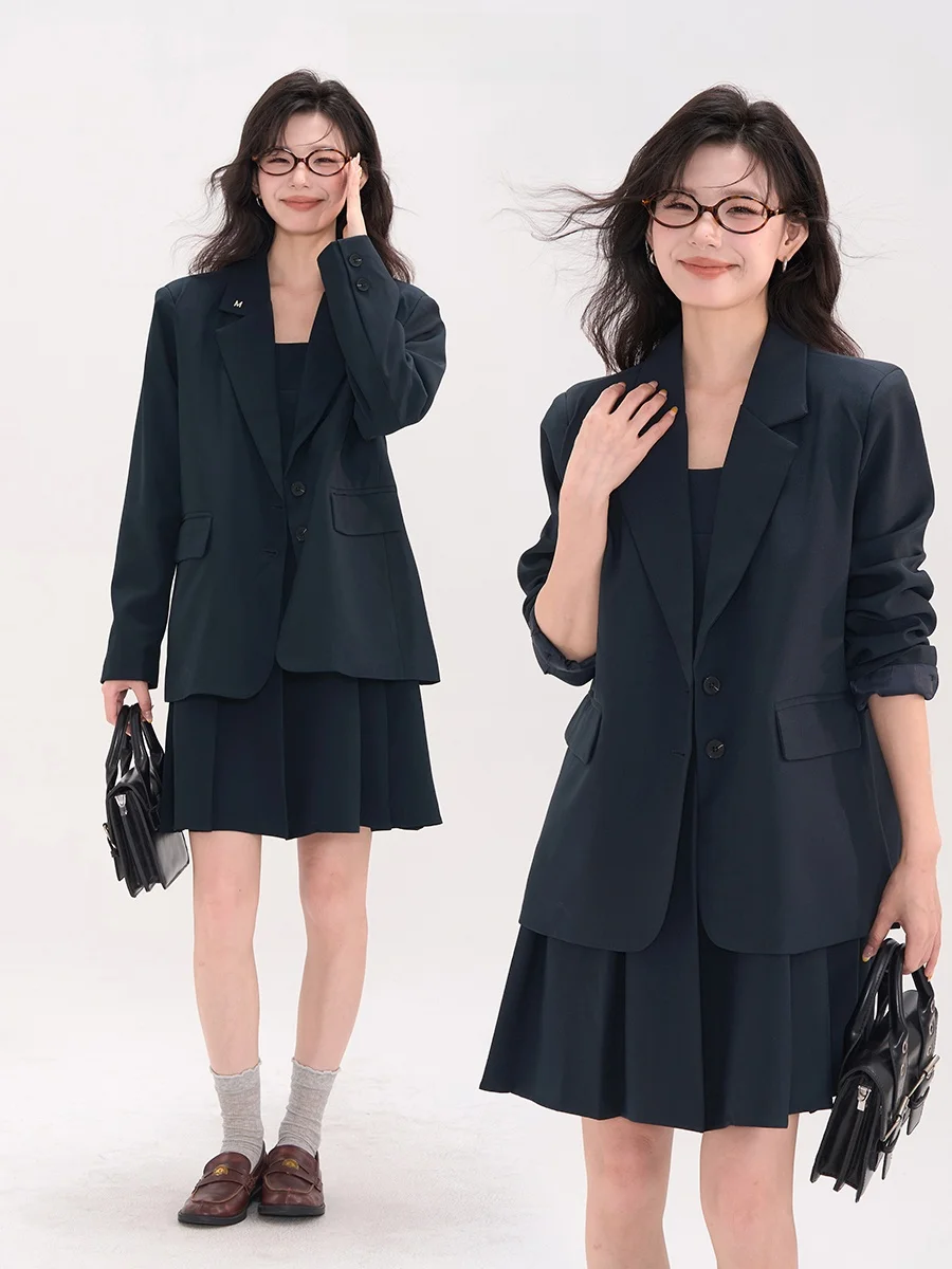 

Корейский женский костюм Heme: пиджак с цветочным принтом, премиум-качество, осенний, с длинными рукавами, на пуговицах, однотонный, готовый к выходу в свет.