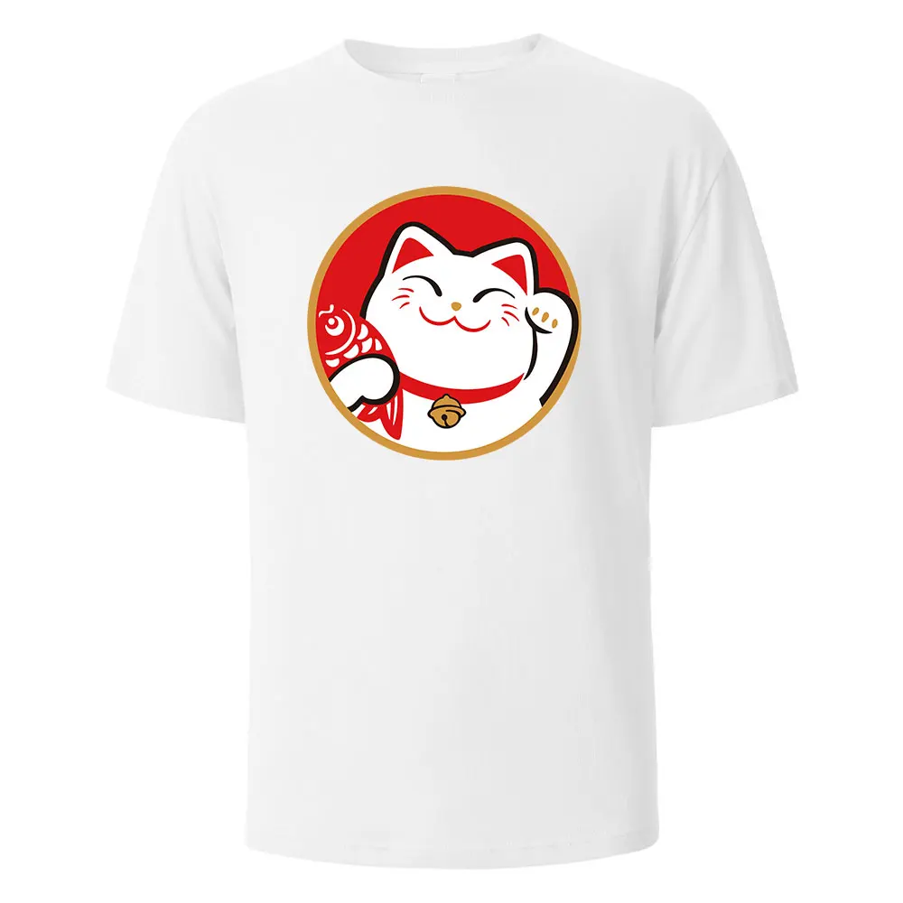 

Men's Printed T-Shirt Caicai Cat Streetwear 100% Cotton Tops For Men Women Summer Breathable Short-Sleeved O-neck Basic TeesZQ