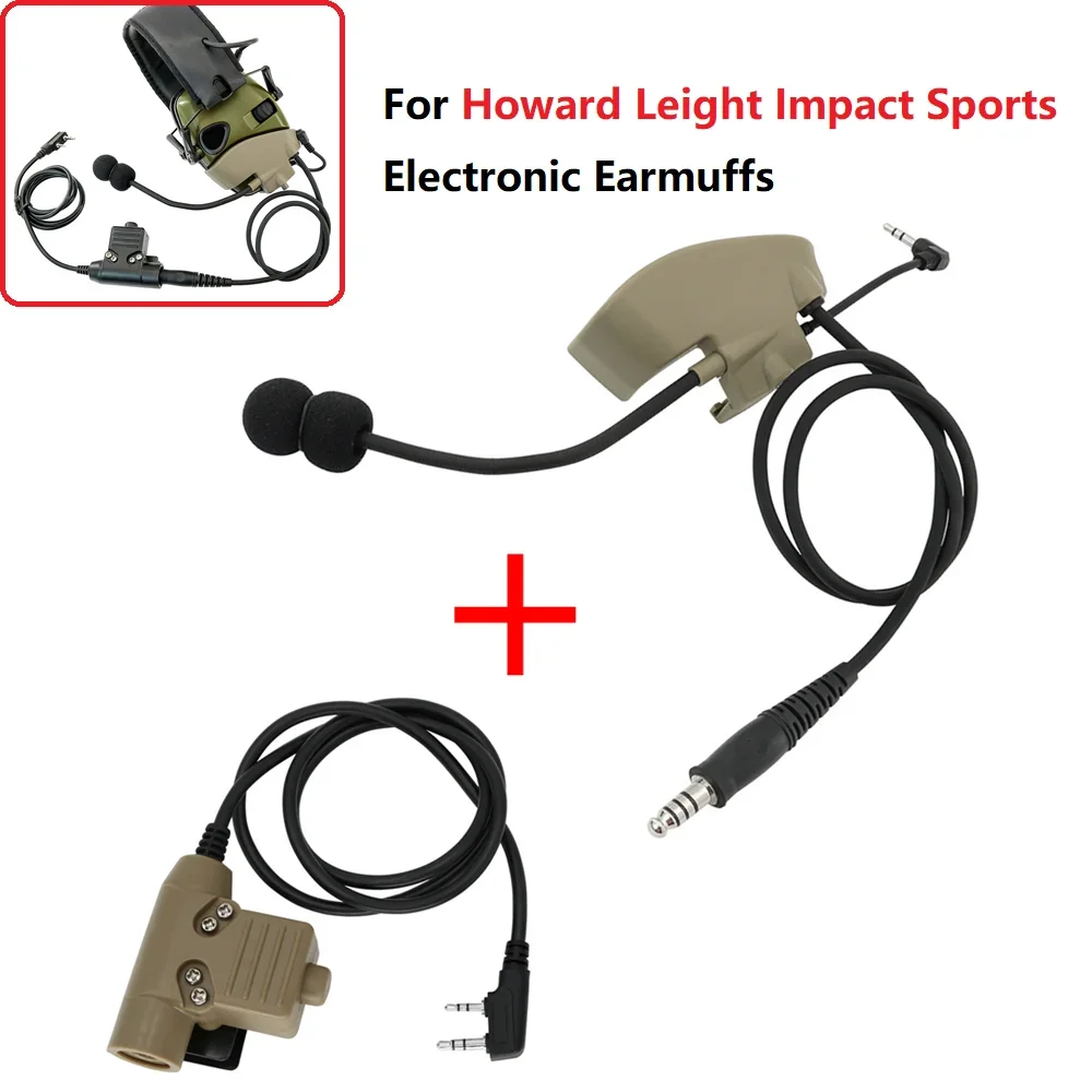 Microphone & PTT for Howard Leight Impact Sports Electronic Earmuffs for Airsoft Shooting Hunting Tactical Headset