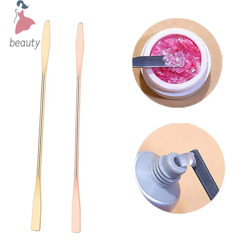 ملعقة دبوس ملحقات الأظافر والأصباغ أدوات خلط مسمار الفن ظلال العيون كريم اثارة قضيب الفولاذ المقاوم للصدأ هلام معدني اثارة أداة