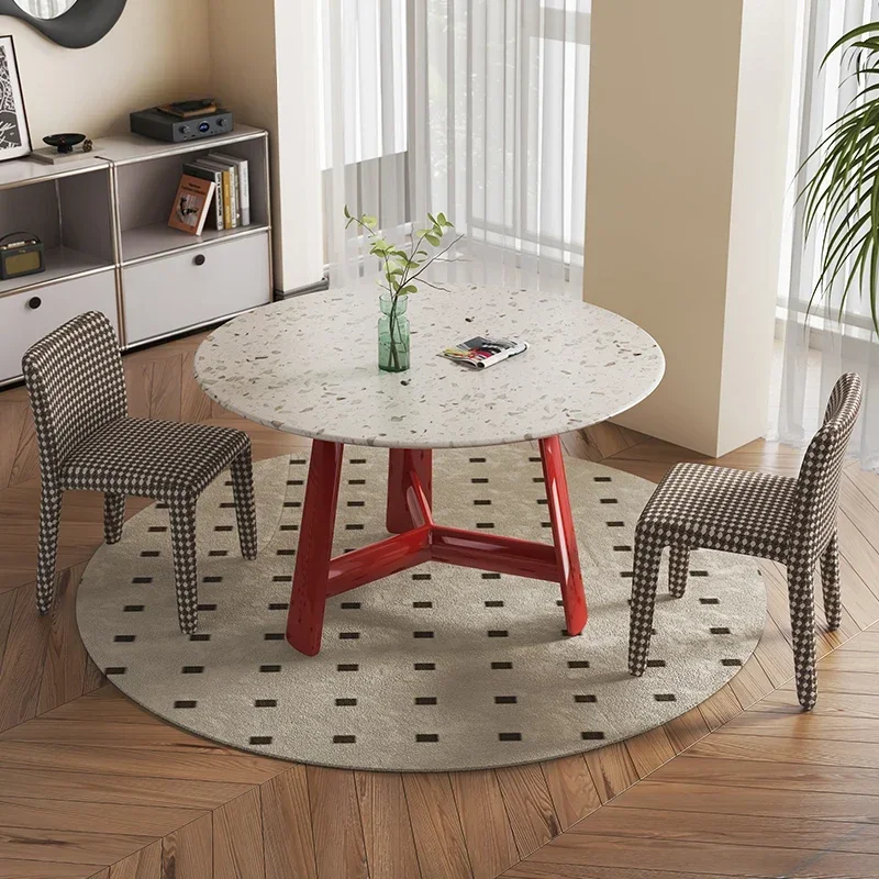 

Wabi Sansan wind terrazzo round dining table small apartment modern simple rock slab negotiation table