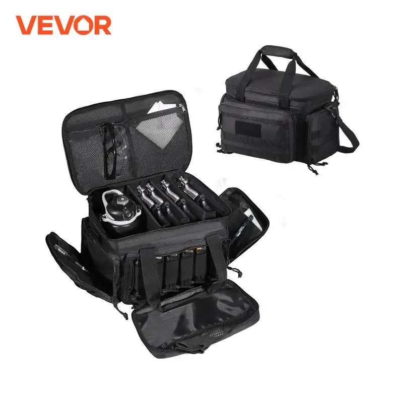 VEVOR Range Bag for Pistols Tactical Gun Range Bag with Detachable Baffles & Magazines Firearm Shooting Handgun Bag for Hunting