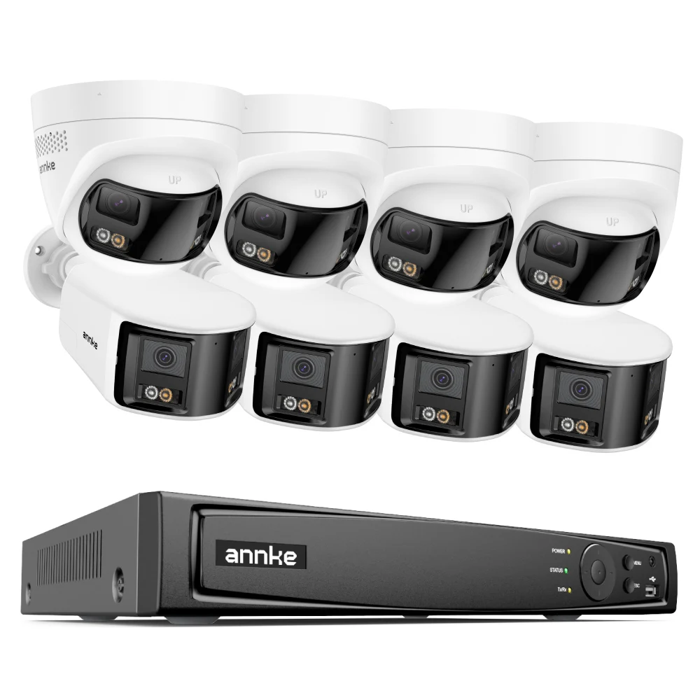 4K 8MP 180° Panoramic  PoE IP Network Camera Smart Dual LIght Smart Dual Light Two Way Audio CCTV Camera System