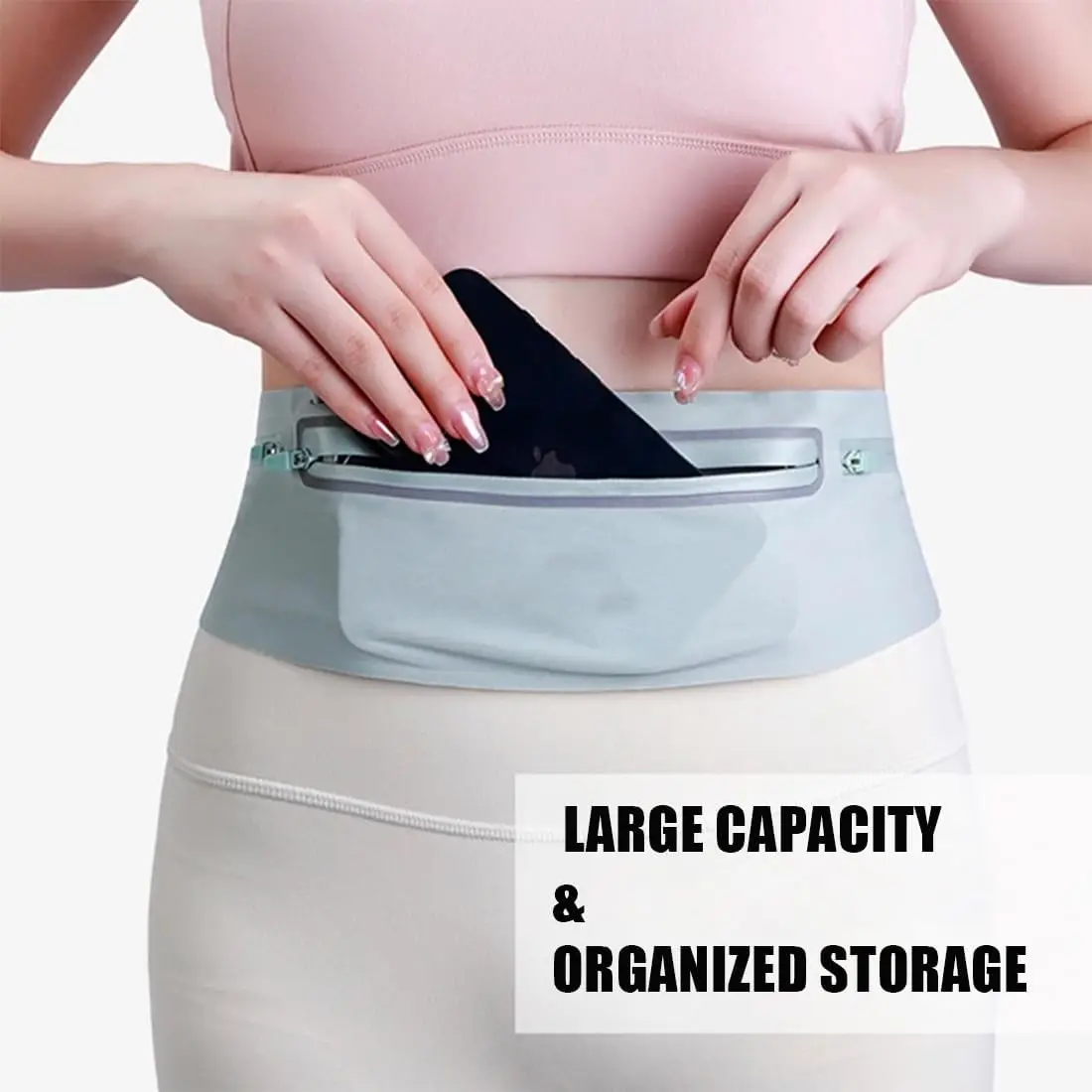 3 Pockets Reflective Running Belt Marathon Waist Bag Ultra Slim Waterproof Light Zero Bounce Safe 7.5