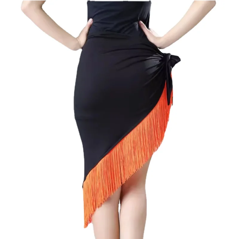 Zwarte Rok Rode Fringe Latin Rok Driehoek Rok Volwassen Sexy Halve Rokken Latin Dance Jurk Vrouwen Hip Pakket Oefenjurk