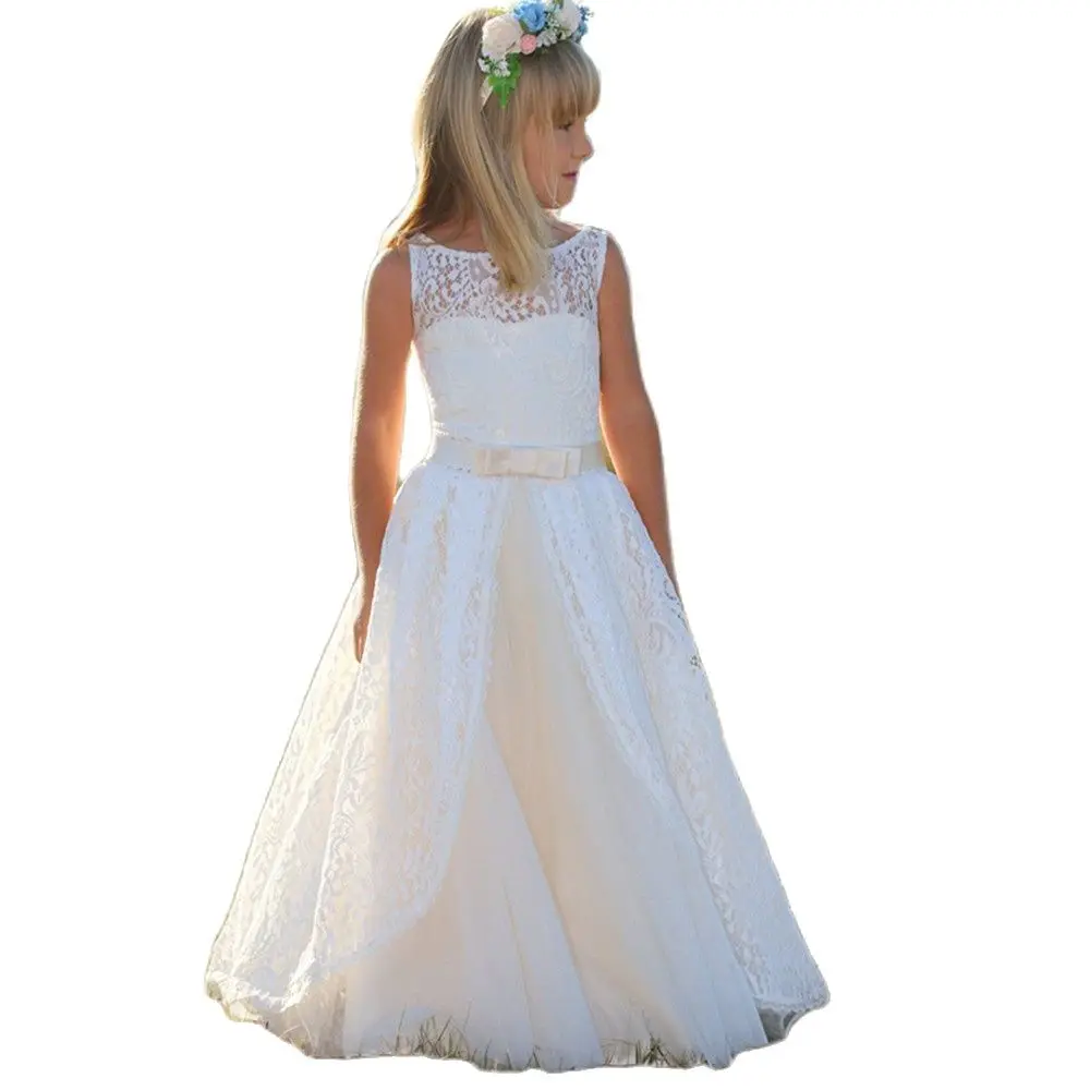 Flower Girl Dress White Tulle Puffy Princess Dresses for Girls Feather First Communion Dress Cute Girl Wedding Party Gown