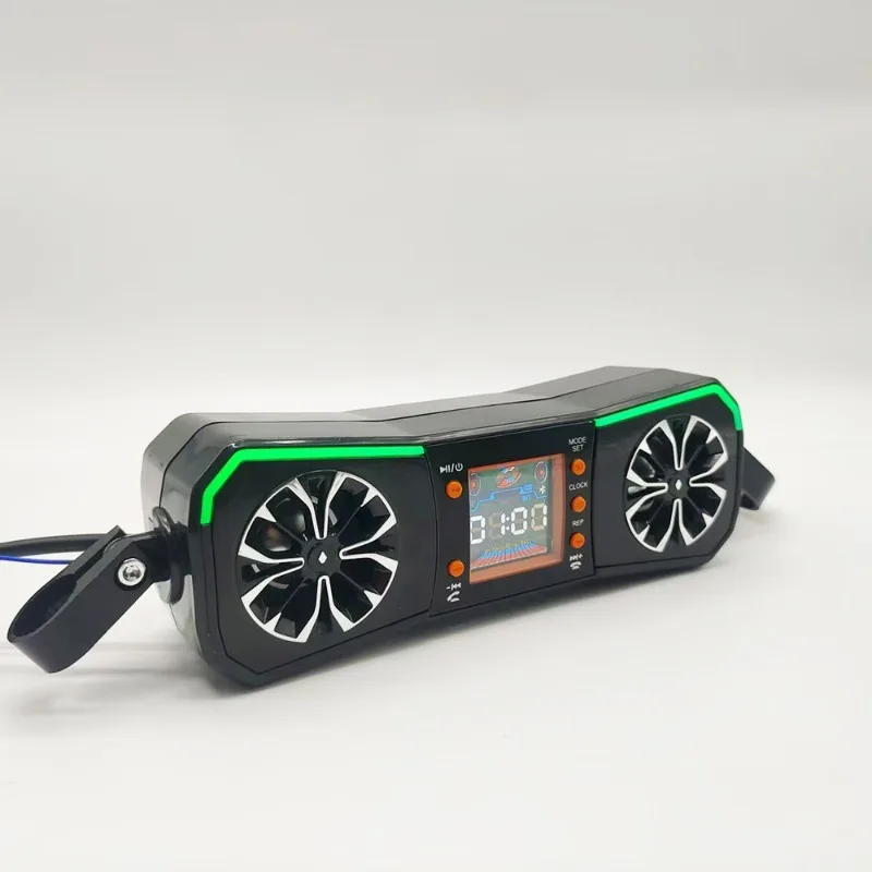 Qua ل 1 قطعة 12 فولت المتكلم نظام الصوت ستيريو لاسلكي للدراجات النارية المقود جبل مشغل MP3 AUX-في USB راديو FM وظيفة