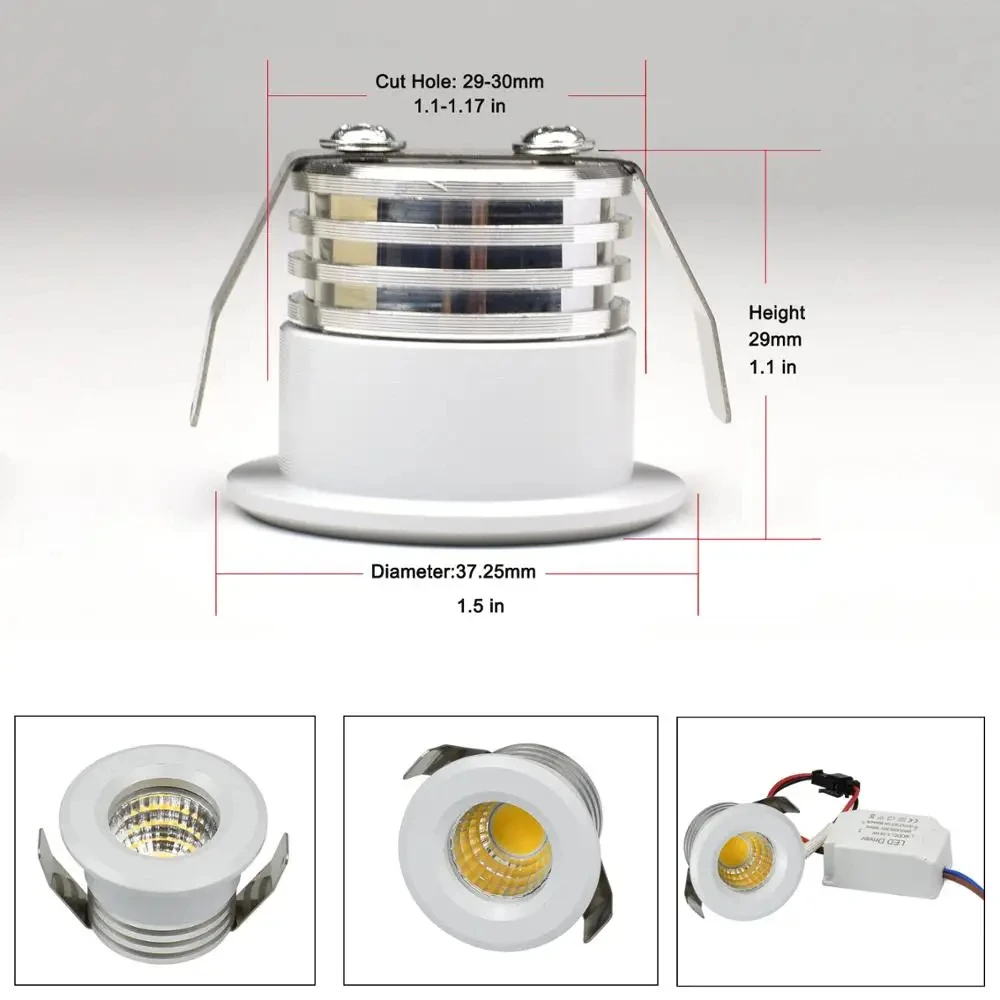 Imagem -03 - Alumínio Led Lâmpada Embutida Teto Downlight Embutidas Down Lâmpadas 3w sob Gabinete Showcase Spot Lights Home Corredor Passos Teto 110v 220v