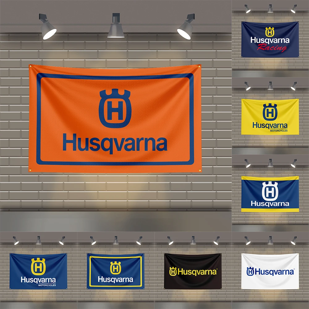 3x5 Ft H-Husqvarnas Flag Polyester Printed Mechanical Tool Flags for Room Garage Decor