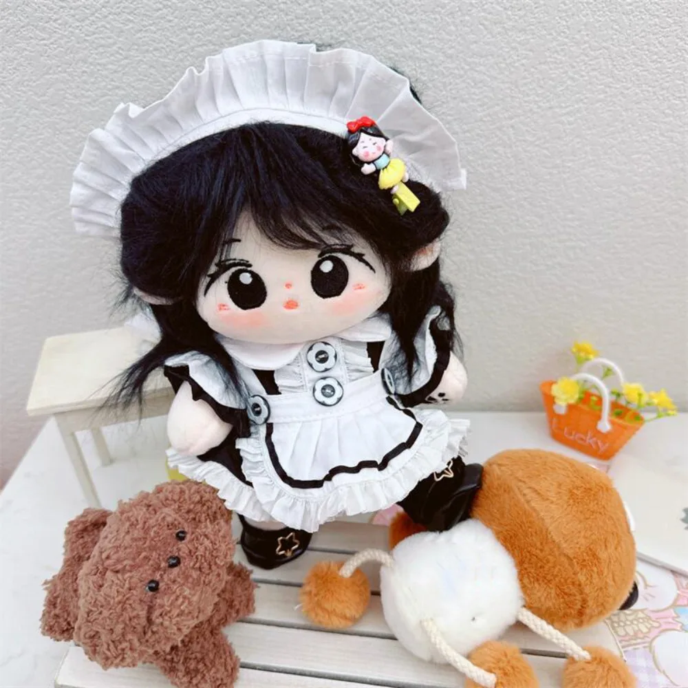 Maid Dress Cotton Doll Maid Skirt Headwear Princess Skirt 20cm Cotton Doll Clothes Apron Kawaii Idol Dolls Dress 20cm Idol Doll