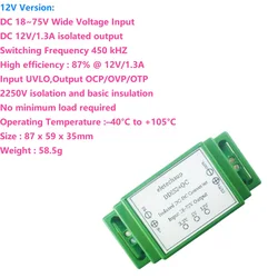 15W DC 24V 36V 48V to 12V 5V 3.3V DIN Rail Isolated Power Supply Module DC-DC Buck Converter for PLC RS485 IO Relay LED