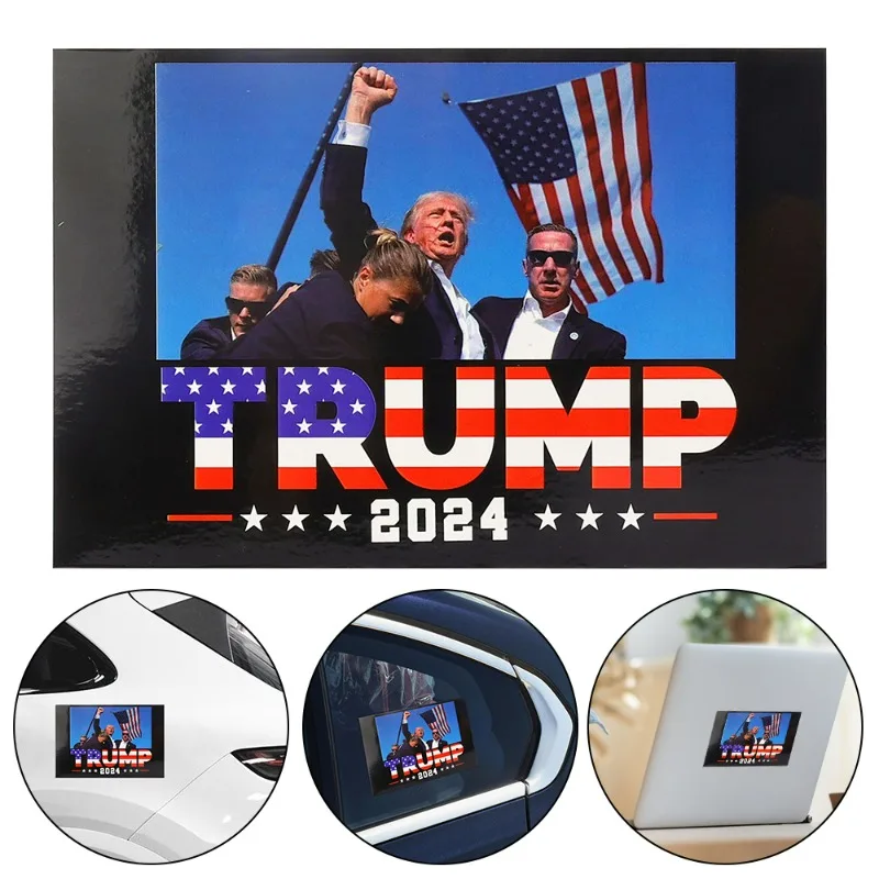 2024 US Election Car Stickers Trump Fight Label Sticker Trump Survived Shot Vinyl Decal Car Truck Laptop Decorative Stickers