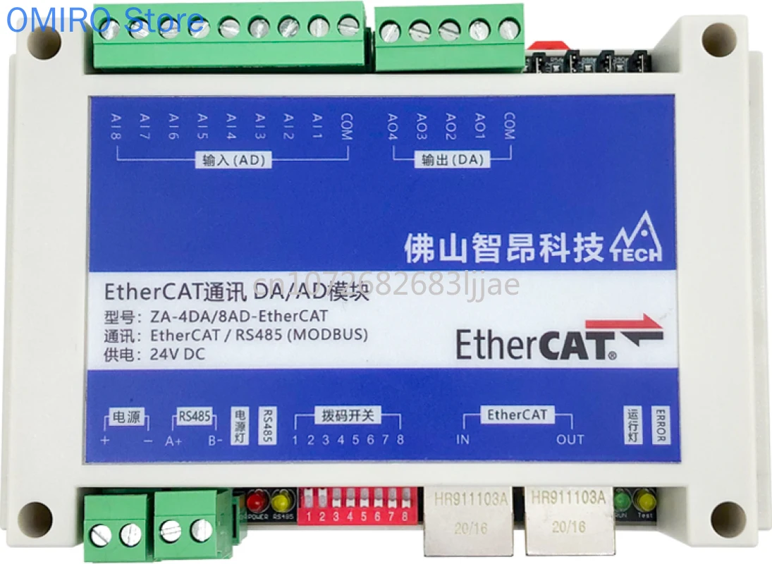 Expansion Module Slave Station Module 8-channel AI Analog Input 4AO Analog Output EtherCAT ADDA