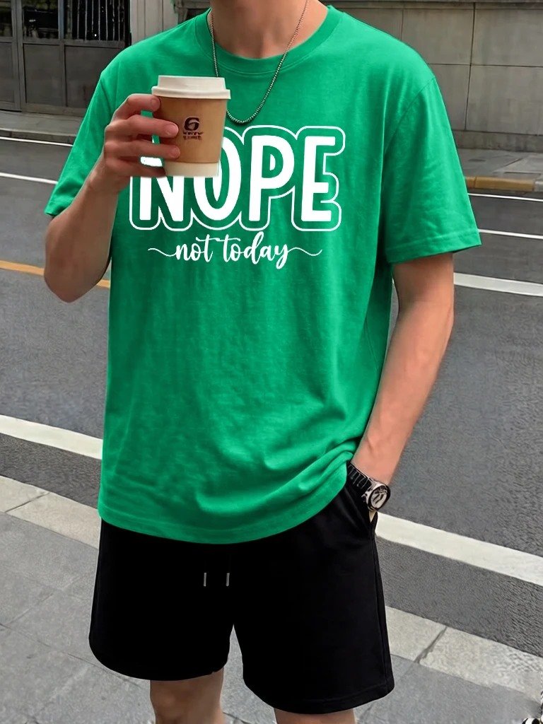 

Howllow Out Nope Not Today Letter Prints Summer New Short Man Set Jogging Casual Sportpants Cotton Simple All-Match Sportswear