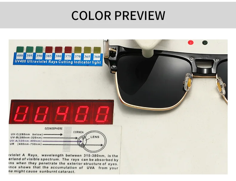 SHAUNA Übergroße Halbrahmen-Sonnenbrille mit Doppelbrücke, Retro-Herren-Quadrat-Sonnenbrille, Modische Luxus-Damen-Sonnenbrille mit Nieten, Trendige UV400-Schutzgläser – Detail 4