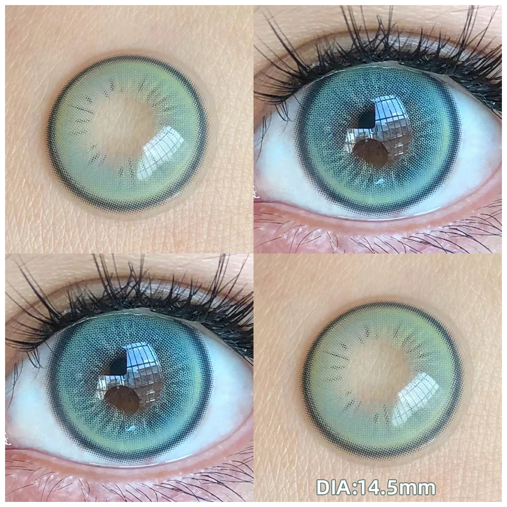 Lentes de contacto para miopía, lentillas graduadas con dioptrías, Color azul y verde, 2 OVOLOOK-1, piezas pares