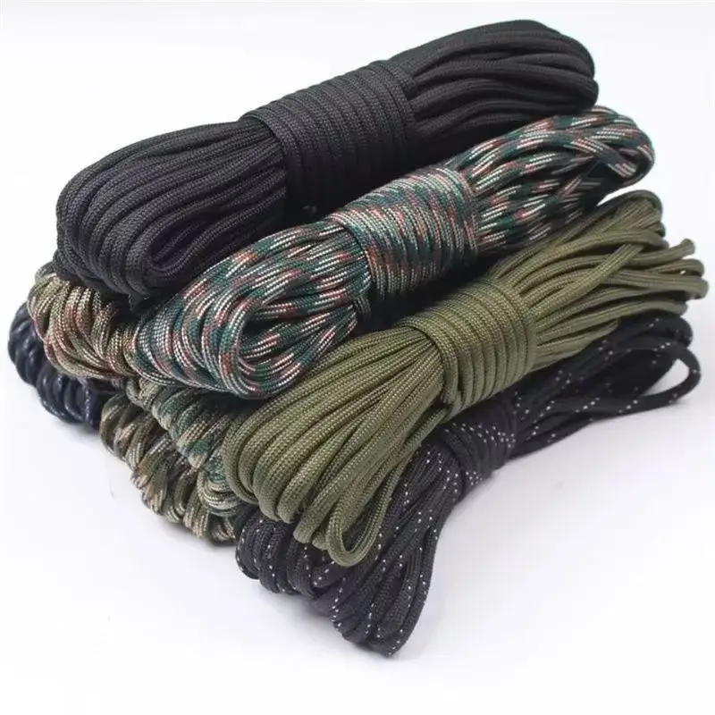 Corda Tática Militar Paracord 550 de 7 Fios 4mm 3m/16m/31m para Camping, Sobrevivência ao Ar Livre e Pulseira DIY