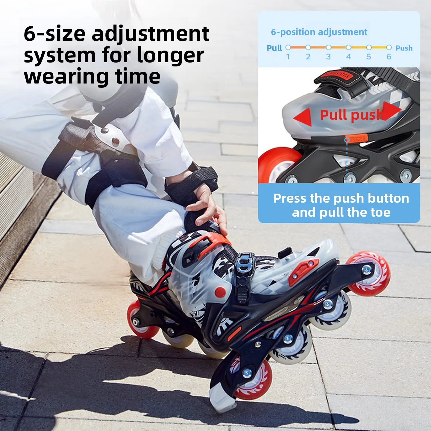 Kids Adjustable Roller Skates 6 Size Convertible Inline Quad Design Black S Size for Boys Girls Beginner Gift Set 아동 롤러스케이트