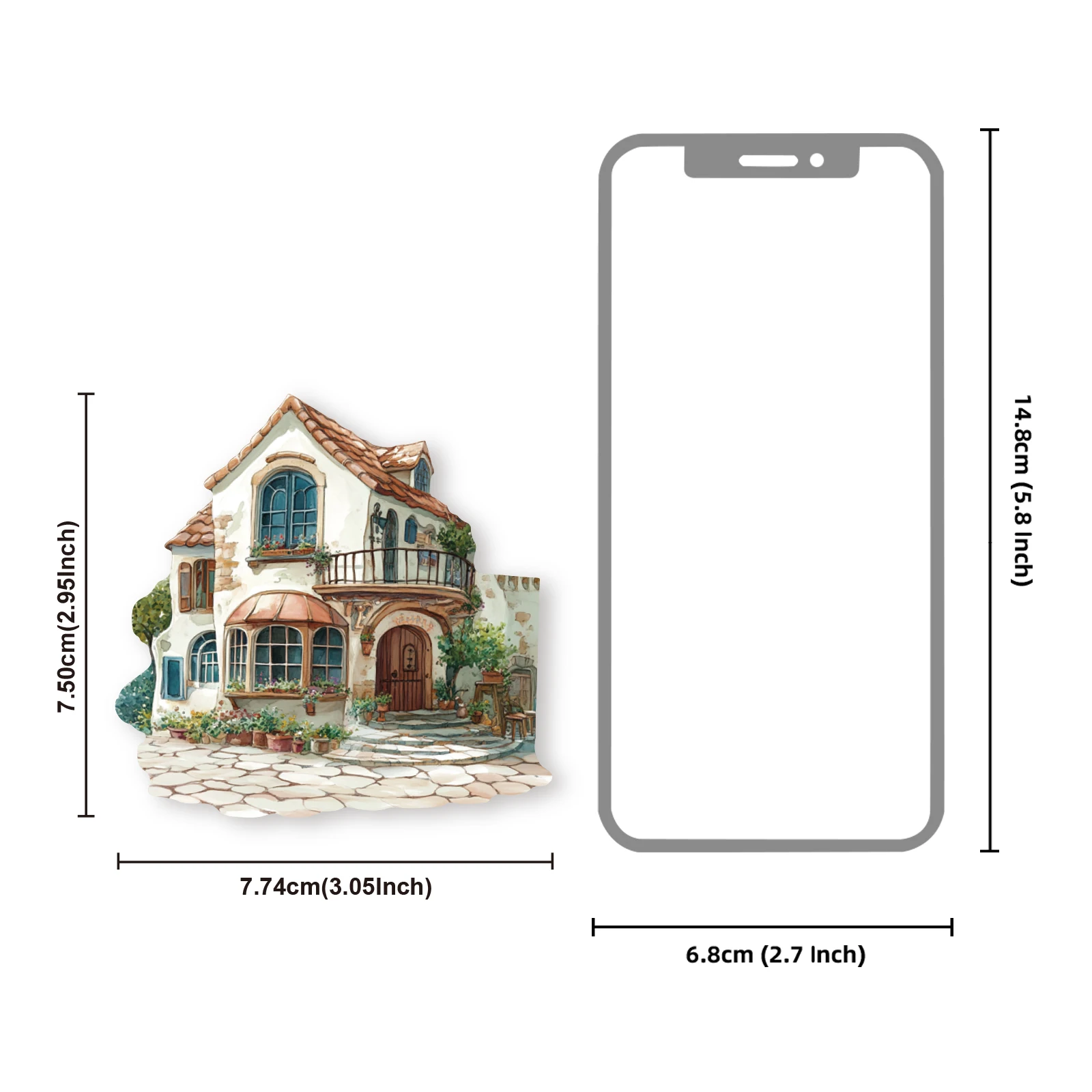 15 個ヨーロッパ小さな家建物レトロ PET ステッカーラップトップ荷物 Diy 装飾家の装飾おもちゃ文具ステッカー