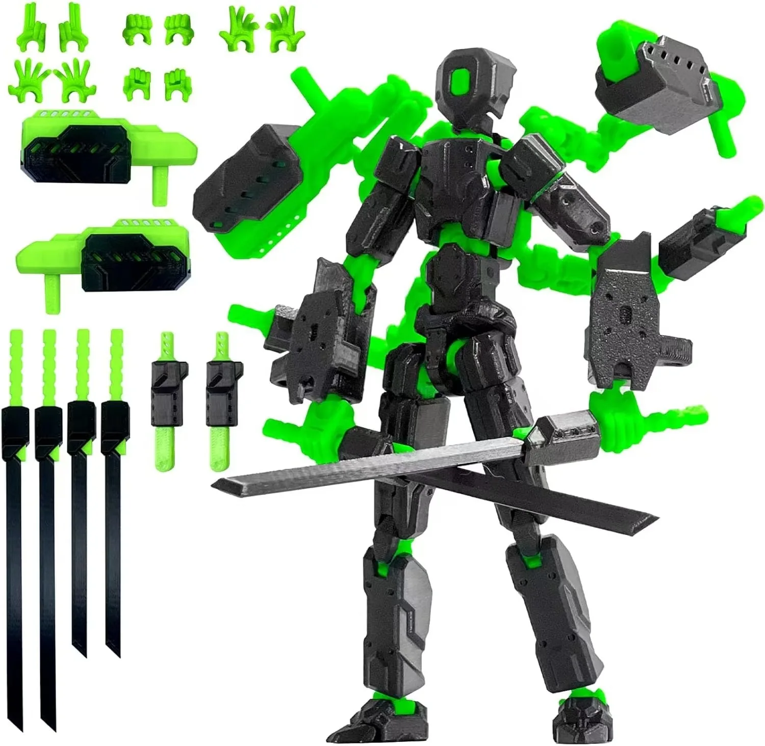 3D Printed Lucky Action Figure Multi-Joint Movable Toy Robot Poseable Desktop Decoration Assembly Dummy Collectible Figurine