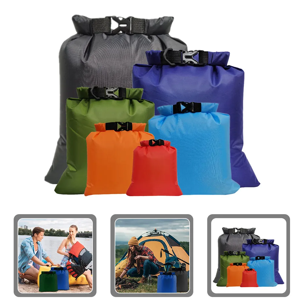 

6Pcs Waterproof Storage Bags Outdoor Rafting Dry Bags Roll Up Compression Pouch Multipurpose Drifting Clothes Holder for Camping