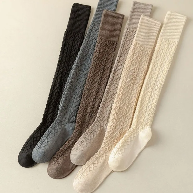 1/6 Paar lässige, bequeme Kniestrümpfe, Herbst-Winter, warme, lange Socken, modisch, vielseitig, rutschfeste, hohe Socken