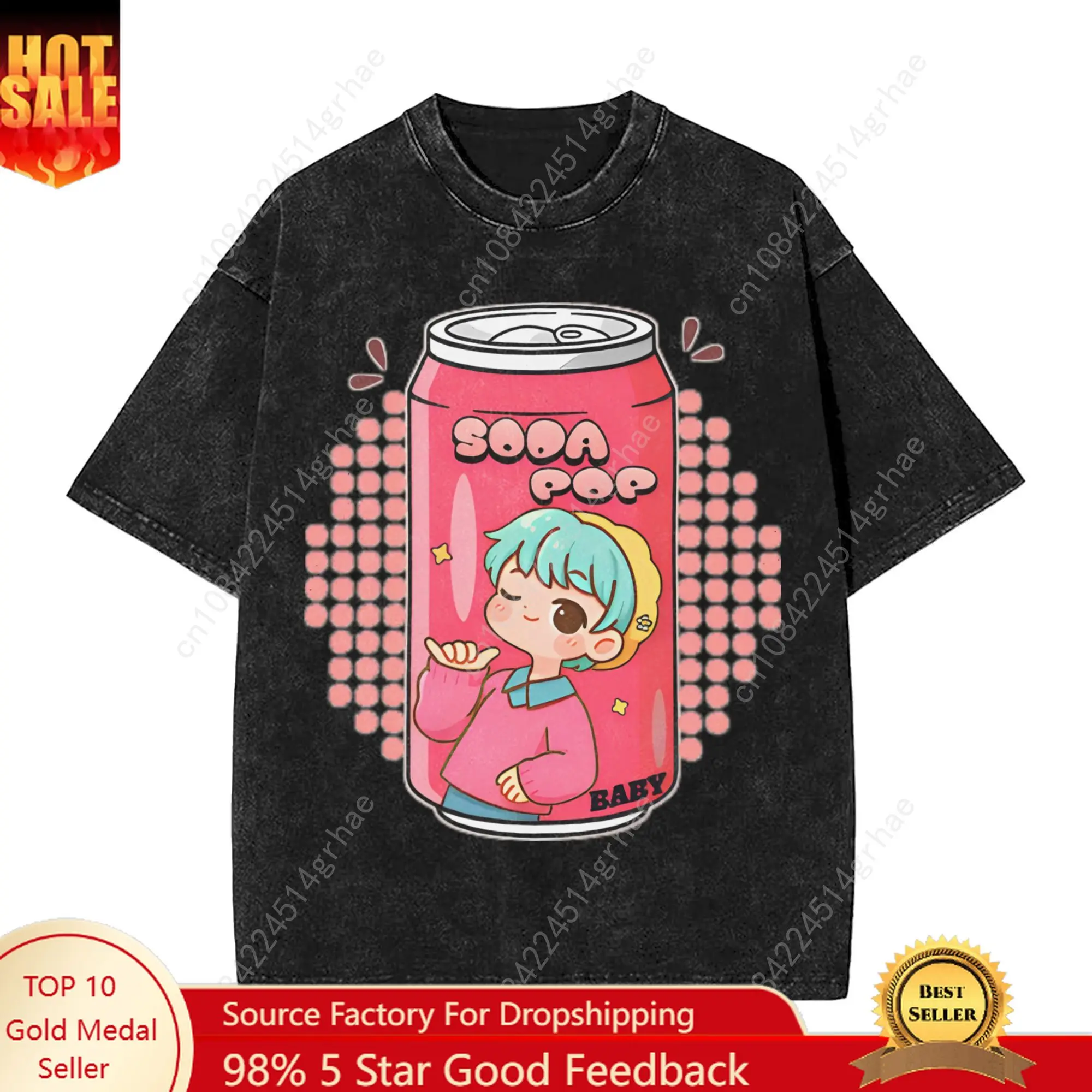 

Saja boys K-pop demon hunters Washed T Shirt Couple Y2K Classic Casual T Shirts Beach O-Neck Leisure Tees Print Big Size Tops