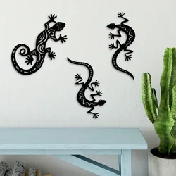 1pc Metal Wall Art Lizard 3D Wall Silhouette Metal Wall Decor, Metal Gecko Wall Decoration, Bedroom Living Room Decor Sculpture