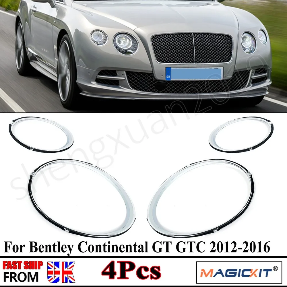 

Chrome Headlight Bezel Cover For Bentley Continental GT GTC 2 Door 2012 2013 2014 2015 2016 Front Headlamp Trim Cap Framework