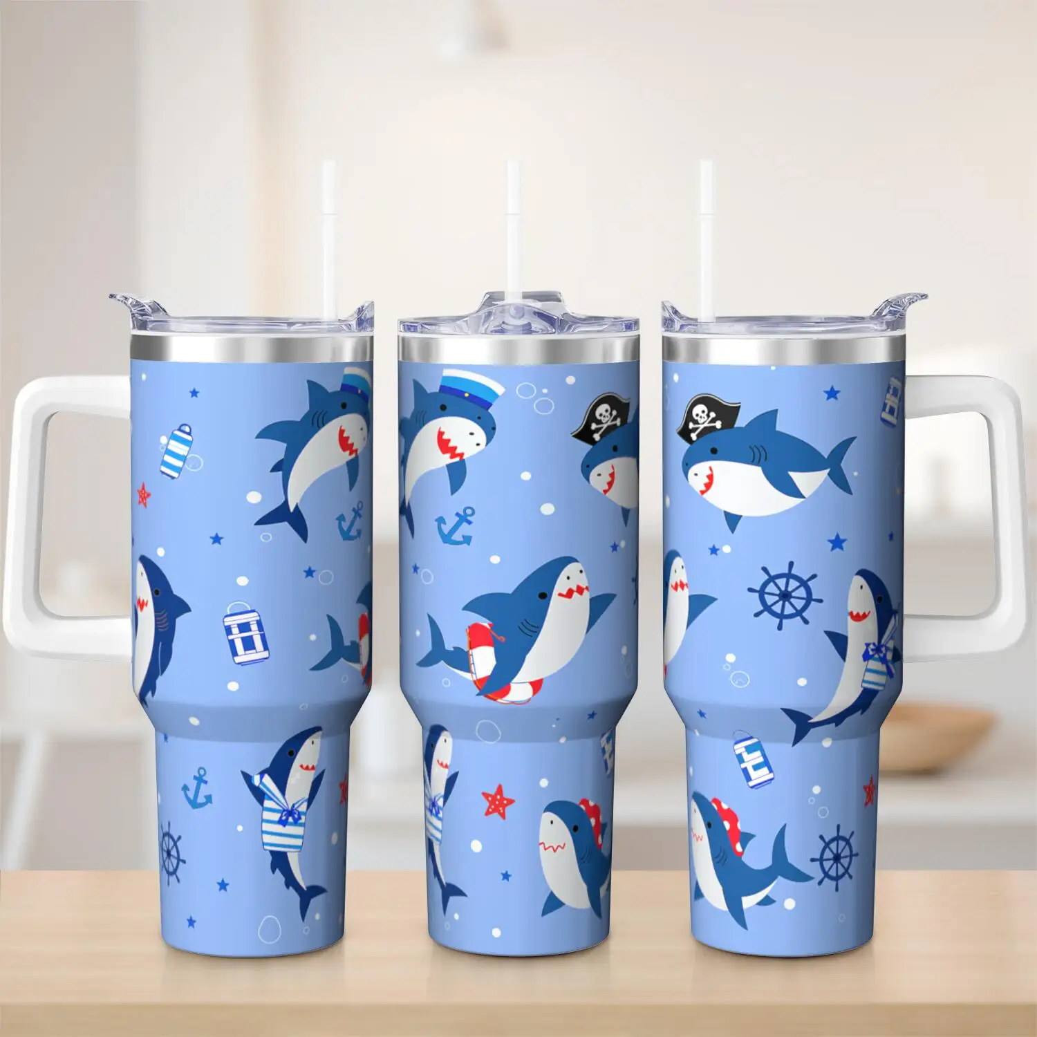 1ps Shark Handle Cup Set with Straw, Maximum Capacity 40oz, Inner Layer 304 Stainless Steel, Outer Layer 201 Stainless Steel, Seamless Inner Liner, Lid Made of PC Material, Suitable for Home, Office, Outdoor, Sports, and Car Use