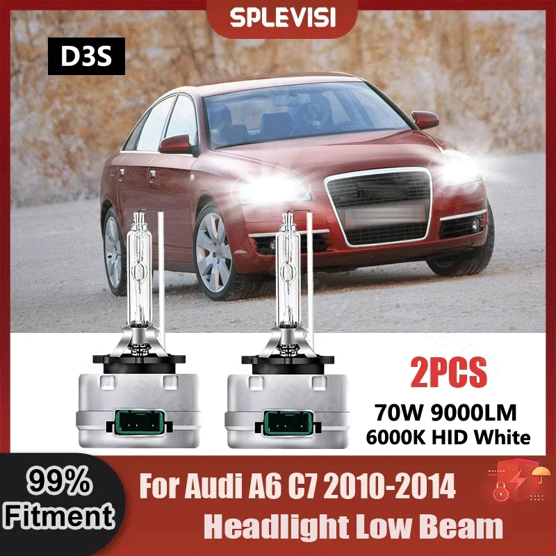 

1 Pair Replace Headlight HID Xenon Light Bulbs 250% Brightness 6000K White 9V-16V 9000LM For Audi A6 C7 2010 2011 2012 2013 2014