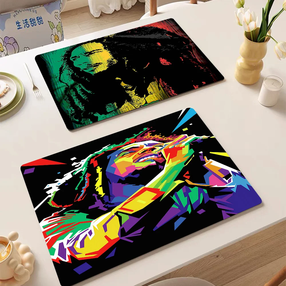 

Bob Marley Coffee Tablewear Drain Pad Bathroom Square Absorbing Anti-slip Dry Mat Kitchen Placemat Dishes Cup Pad