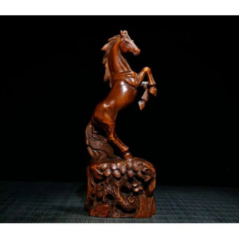 

Chinese Natural Boxwood Hand carved Exquisite Horse Statues Decor Art gifts