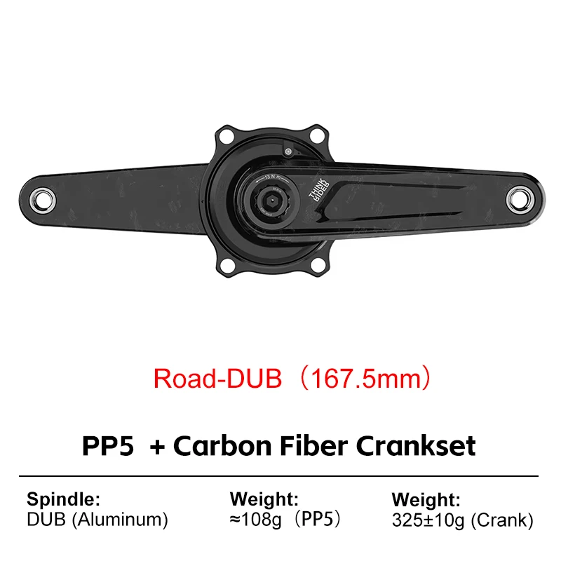 THINKRIDER PP5 Carbon Fiber Spider Powermeter Crankset DUB 29MM 162.5-172.5mm ANT+ BLE voor Racefiets - afbeelding 1