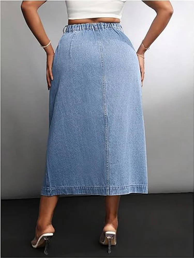 

ZMTUO Женское модное джинсовое длинное платье большого размера на пуговицах