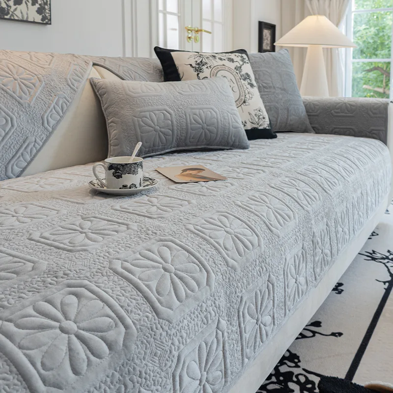 

Утолщенный цельный чехол для дивана в кремовом стиле, нескользящая подушка, чехол для дивана, ткань, осенне-зимняя версия 202, пушистый и теплый