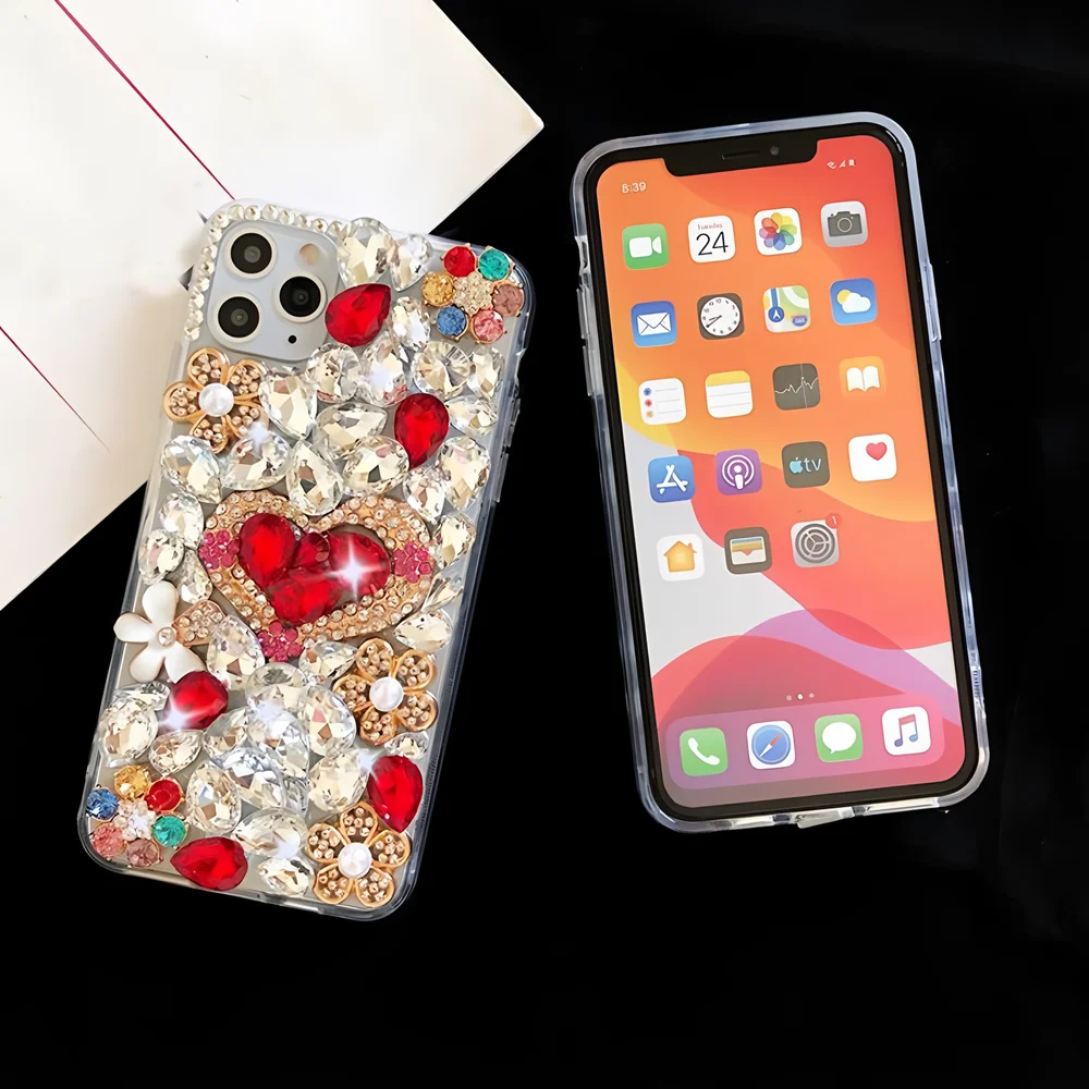 الفاخرة ثلاثية الأبعاد الحب الماس بلينغ قضية الهاتف ل ممن لهم Realme Narzo N61 4G ملاحظة 60 60X 50 GT Neo 5 حالات مرصع بالجواهر غطاء