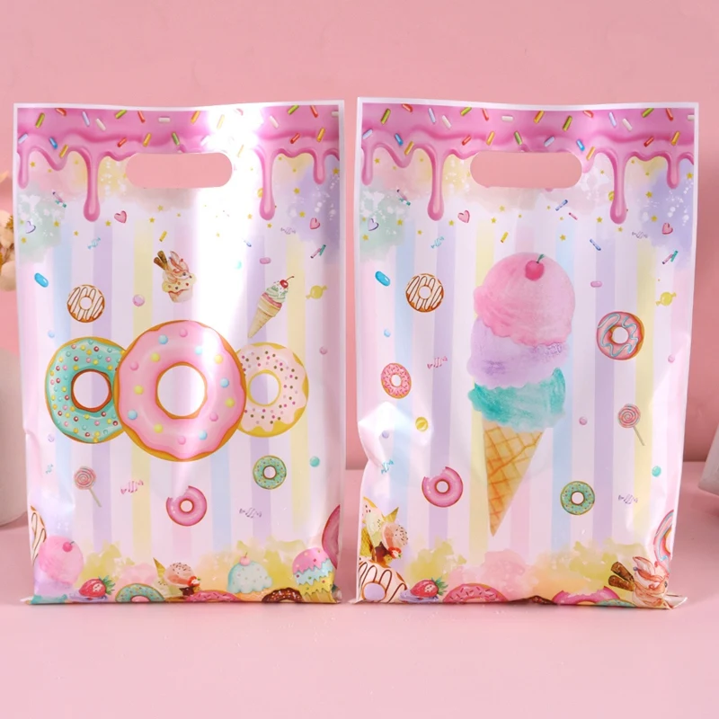 10/20/50 Uds. Bolsas de Embalaje para Dulces con Diseño de Donuts, Bolsas de Regalo con Temática de Donuts, Decoración para Fiestas de Cumpleaños, Artículos para Fiestas de Cumpleaños