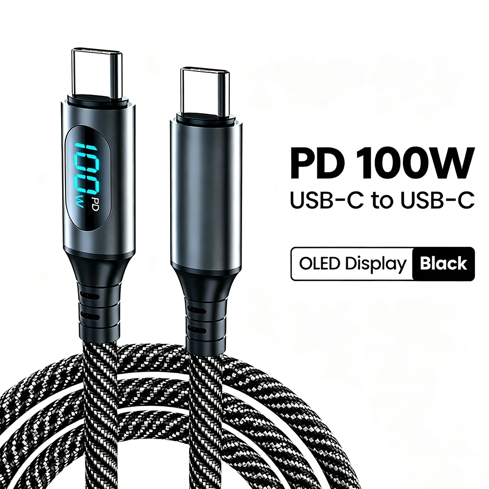 NNBILI 120W USB Typ-C-auf-Typ-C-Kabel mit LED-Anzeige, schnelles Laden, USB-A-auf-Typ-C-Datenkabel für Samsung, Honor, Oneplus zum Aufladen